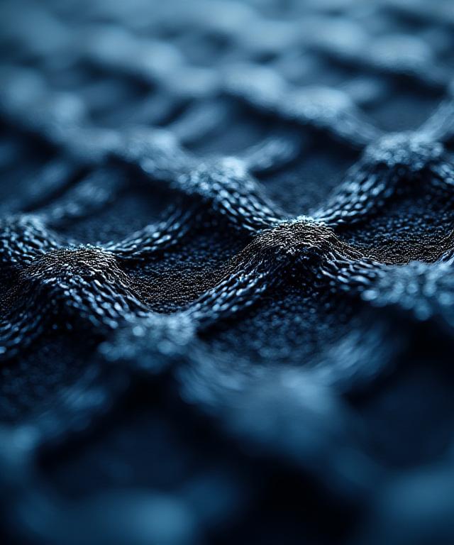 Gros plan sur un textile technique aérospatiale avec reflets métalliques